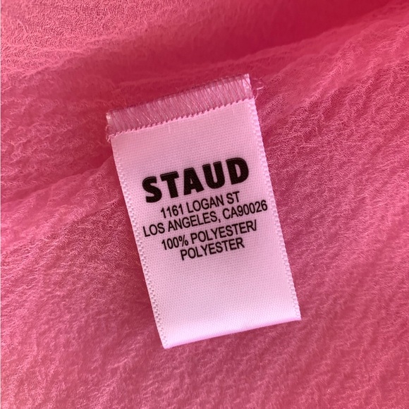 NWT Staud Florian Appliqué Flower Ruffle Halter Organza Mini Dress Tulip Pink - Picture 11 of 13